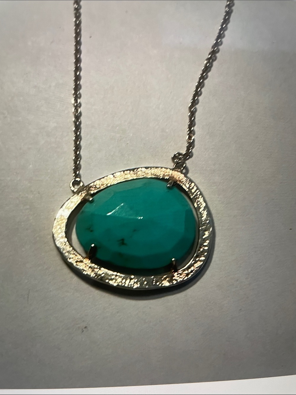 Vintage Hand Crafted Sterling Silver Necklace with Turquoise Stone